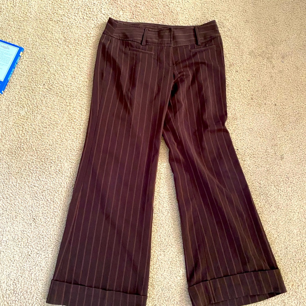 Pinstripe brown wide leg pant